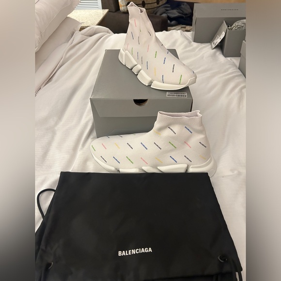 COPY - men's new in box balenciaga speed sneaker size 14 multicolored writing - Picture 7 of 7